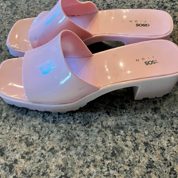 Asos light pink jelly block heel mules 41 - Picture 5 of 8